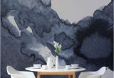 Deep Blue Clouded Marble Wall Mural Trend Painterly Watercolour Wallpaper