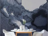 Deep Blue Clouded Marble Wall Mural Trend Painterly Watercolour Wallpaper