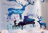 Deer Wall Mural Decals Amazon Iwallsticker 85×82 Blue Deer Wall Stickers with