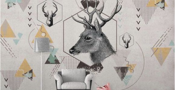 Deer Wall Mural Decals K Geometric Deer Removable Wallpaper Triangle