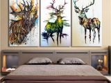 Deer Wildlife Wall Mural Canvas Deer Head Painting Home Wall Living Room Rectangle