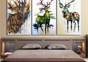 Deer Wildlife Wall Mural Canvas Deer Head Painting Home Wall Living Room Rectangle