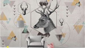 Deer Wildlife Wall Mural K Geometric Deer Removable Wallpaper Triangle