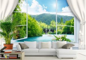 Design Your Own Wall Mural Custom Wall Mural Wallpaper 3d Stereoscopic Window Landscape