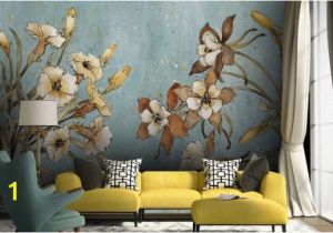 Design Your Own Wall Mural Vintage Floral Wallpaper Retro Flower Wall Mural Watercolor Painting