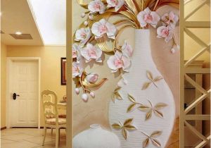 Designer Murals for Walls Custom 3d Mural Wallpaper Embossed Flower Vase Stereoscopic Entrance