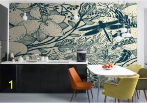 Designer Wall Murals Uk Blue Insect Pattern Wall Mural Wall Designs