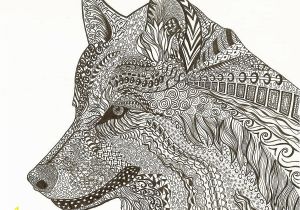 Detailed Wolf Coloring Pages for Adults Zen Wolf by J Richards Zentangle Inspired Art Wolf Art