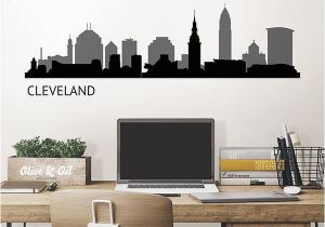 Detroit Skyline Wall Mural Cleveland Cityscape Wall Decal Art Kit by Wallpops