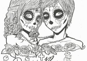 Dia De Los Muertos Couple Coloring Pages Print Skull Sugar Couples Love Coloring Pages
