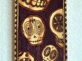 Dia Wall Murals Day Of the Dead Sugar Skulls Wood Burned Wall by Artholomew $300 00