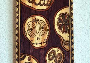 Dia Wall Murals Day Of the Dead Sugar Skulls Wood Burned Wall by Artholomew $300 00