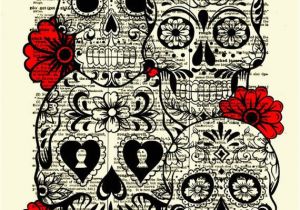 Dia Wall Murals Sugar Skull Art Sugar Skull Collage Dictionary Art Print Wall