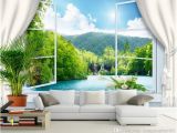 Difference Between Wallpaper and Wall Mural Custom Wall Mural Wallpaper 3d Stereoscopic Window Landscape