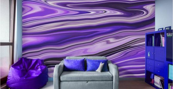 Digital Printing Wall Murals Purple Waves Abstract Art Digital Fluid Artwork Peel and