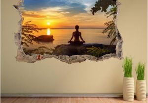 Digital Printing Wall Murals Yoga Meditation Sunset Silhouette Wall Decal Sticker Mural Poster Print Art Home Fice Decor Dh24