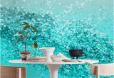 Digital Wall Murals Wallpaper Aqua Teal Ocean Glitter 1 Wall Mural Wallpaper Abstract In