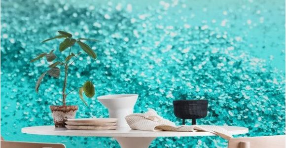 Digital Wall Murals Wallpaper Aqua Teal Ocean Glitter 1 Wall Mural Wallpaper Abstract In