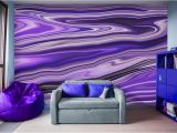 Digital Wall Murals Wallpaper Purple Waves Abstract Art Digital Fluid Artwork Peel and