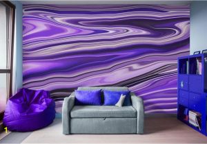 Digital Wall Murals Wallpaper Purple Waves Abstract Art Digital Fluid Artwork Peel and