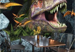 Dinosaur Murals Bedroom 3d Wallpaper Animal Dinosaur Broken Wall Mural Restaurant Cafe