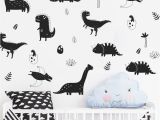 Dinosaur Wall Mural Stencils Personalized Name Vinyl Wall Decals Cute Little Dinosaur Art