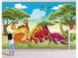 Dinosaur Wall Mural Uk Custom 3d Murals Wall Paper Home Decor Jurassic Dinosaur Park forest Grass Wing Dragon Children S Room Background Wall Papel De Parede Kids