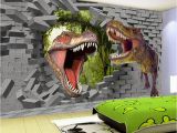 Dinosaurs Murals Walls Papel De Parede 3d Stereo Cartoon Dinosaur Broken Wall Mural