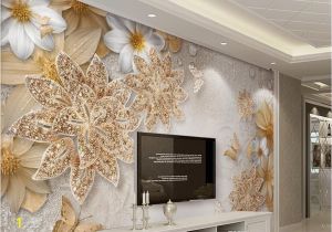 Discount Wallpaper Murals Jewelry Flower butterfly Mural Wallpaper Modern Bedroom