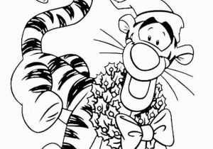 Disney Cartoon Coloring Pages Disney Christmas Tiger Wear the Hat and Tie Coloring Pages