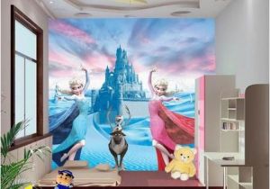 Disney Castle Wall Mural Uk Custom 3d Elsa Frozen Cartoon Wallpaper for Walls Kids Room