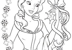 Disney Coloring Pages Tangled Rapunzel Princess Belle Love to Get Gifts In Christmas Day Coloring