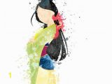 Disney Painted Wall Murals Mulan Illustration Watercolor Art Poster Print Wall Decor