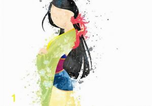 Disney Painted Wall Murals Mulan Illustration Watercolor Art Poster Print Wall Decor