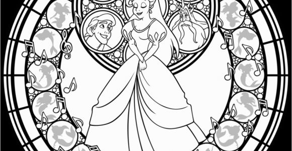 Disney Stained Glass Coloring Pages Stained Glass Ariel Remastered Line Art by Akili