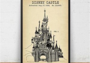 Disney World Wall Mural Disney Castle Patent Print Digital Download Sleeping