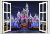 Disneyland Wall Mural 3d Ancient Princess Castle Window View Decal Wall Sticker Home Decor