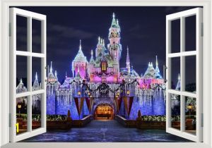 Disneyland Wall Mural 3d Ancient Princess Castle Window View Decal Wall Sticker Home Decor