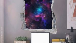 Diy Galaxy Wall Mural Space Wall Decal Galaxy Wall Sticker Hole In the Wall 3d