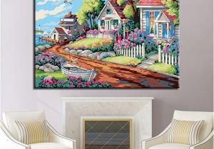 Diy Paint by Number Wall Murals Dream Villa Diy Painting by Numbers Kits Coloring Beautiful House Canvas Oil Unique Gifts Living Room Decor Framework Canada 2019 From