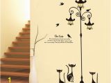 Diy Wall Mural Stencils New Design Adhesive Home Decoration 3 Little Cat Under Street Lamp Diy Wall Sticker Wallpaper Art Decor Mural Room Decal Removable Wall Stencils