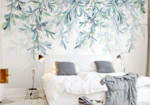 Diy Watercolor Wall Mural Custom Wallpaper Modern Green Leaves Watercolor Style