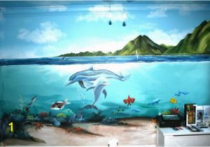 Dolphin Paradise Wall Mural Half Land Half Underwater Amazing