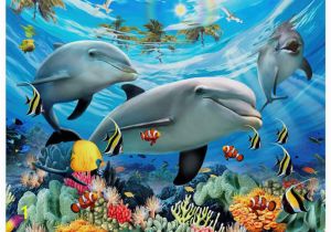 Dolphin Paradise Wall Mural Howard Robinson Two Dolphins Canvas Art 24 X 18 X 2 In