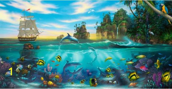 Dolphin Paradise Wall Mural Paradise Found Mural David Miller Murals Your Way