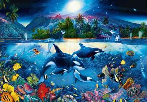 Dolphin Paradise Wall Mural Puzzle Majestic Kingdom 6000 Piezas Clementoni