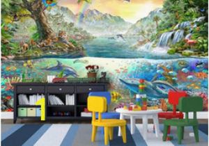 Dolphin Paradise Wall Mural Wdbh 3d Wallpaper Custom Photo Colorful Ocean Dolphin Land Tiger forest Paradise Children Room Decor 3d Wall Murals Wallpaper for Walls 3 D
