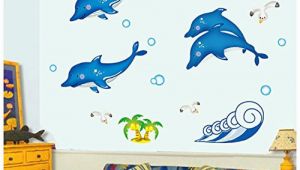 Dolphin Wall Mural Decals Amazon Removable Luminous Wall Sticker Blue Dolphin