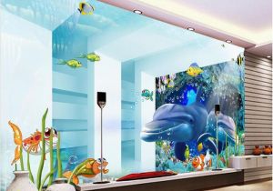 Dolphin Wall Murals for Bedrooms 3d Room Wallpaper Custom Mural Space Underwater World Dolphin