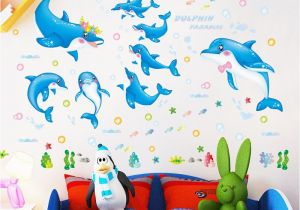 Dolphin Wall Murals for Bedrooms Shijuehezi] Dolphin Wall Stickers Animals Cartoon Wall Decals for